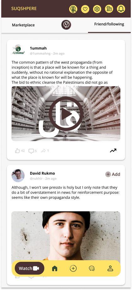 SuqSphere — Friends and following feed